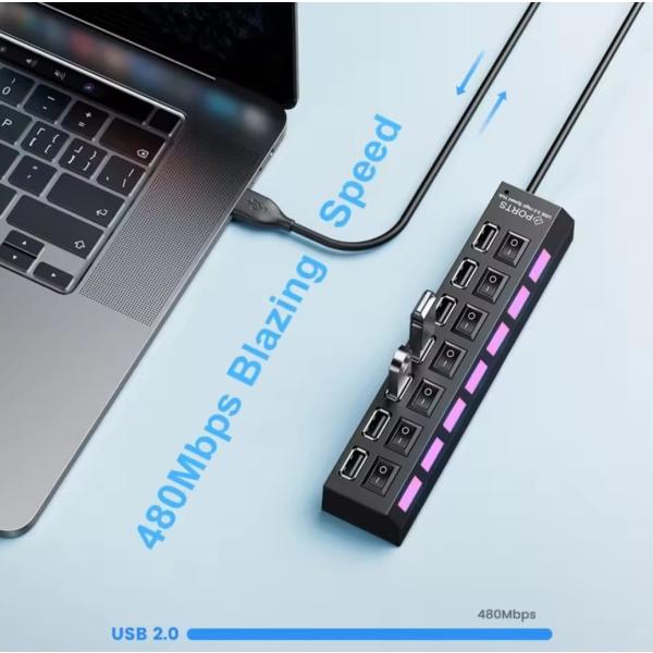 ⁦רכזת USB 2.0. 10 יציאות עם מהירות 480Mbps!⁩ – תמונה ⁦2⁩